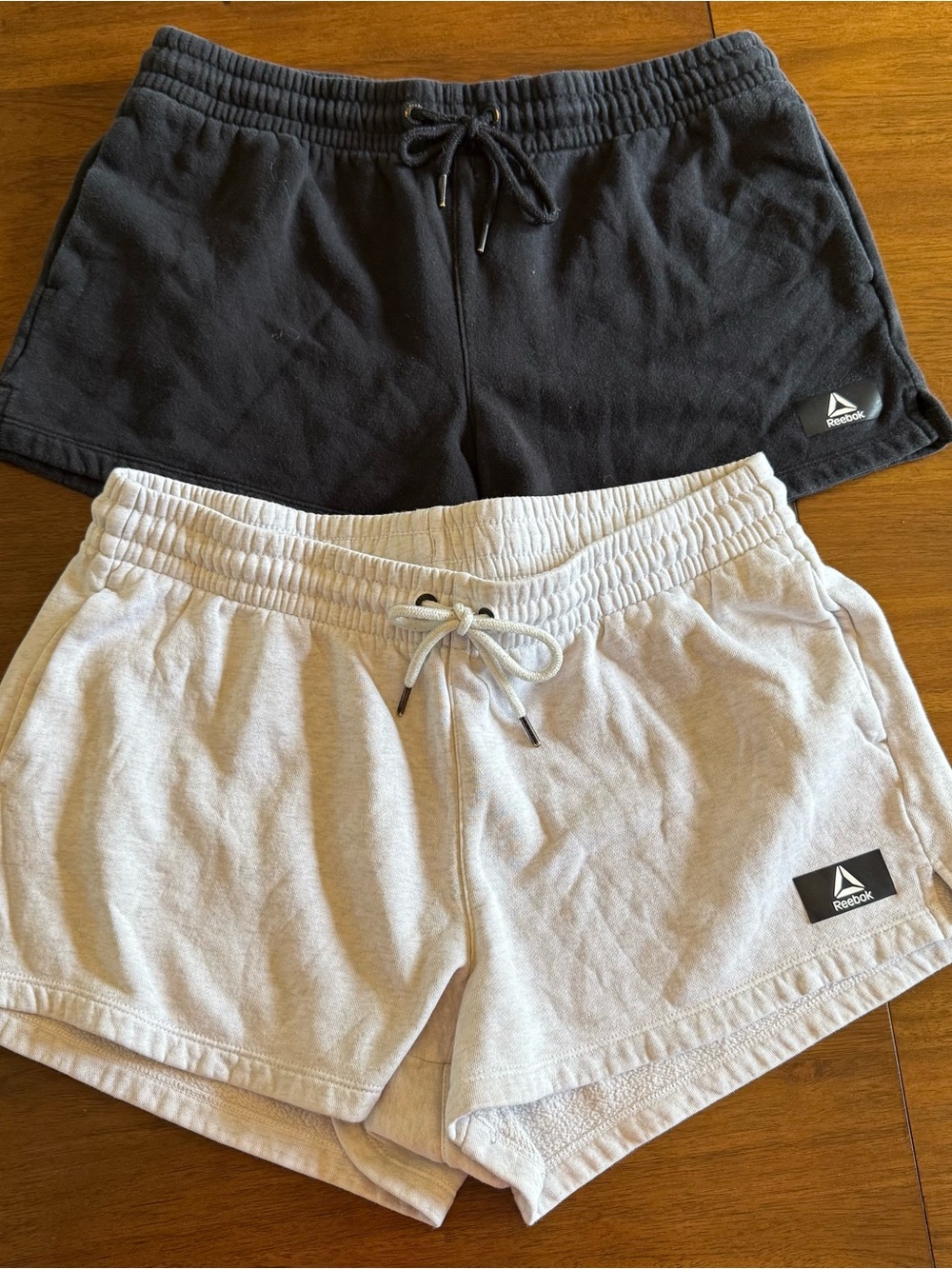 Reebok Women's Black and Light Gray Casual Athletic Shorts Pair